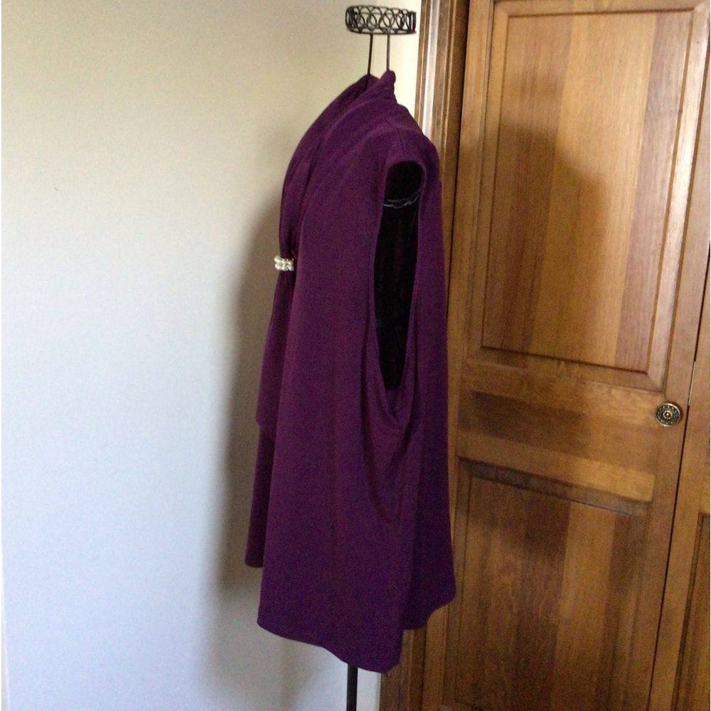 Karl Lagerfeld Elegant Purple Sleeveless Tie-neck Blouse 2X - Picture 3 of 6